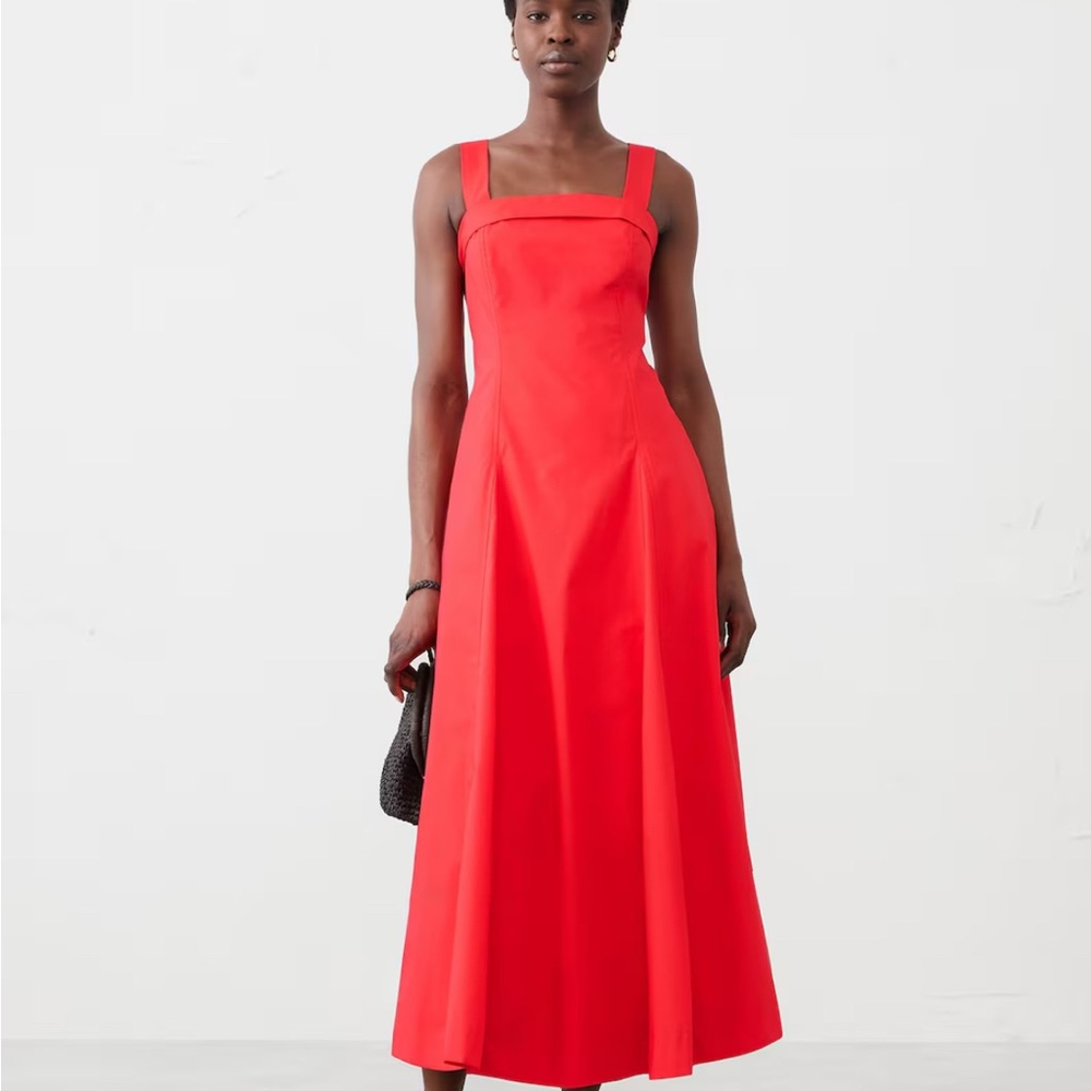 Banana Republic Red Cotton Midi Dress US 10